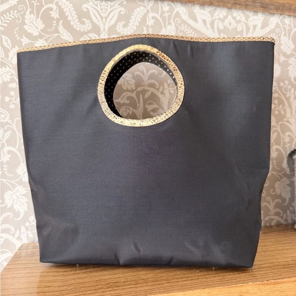 Kate Spade Made In Italy Vintage Handbag Nylon w/ Snake Skin Trim Polka Dot Int - Picture 3 of 17